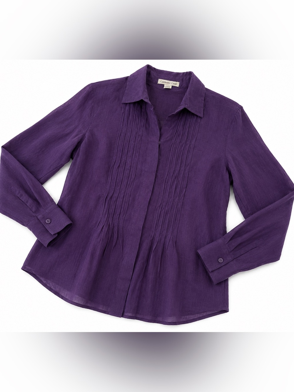 Coldwater Creek long sleeve pintuck Blouse purple size PS
